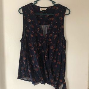 Floral Tie Front Wrap Style Tank Top